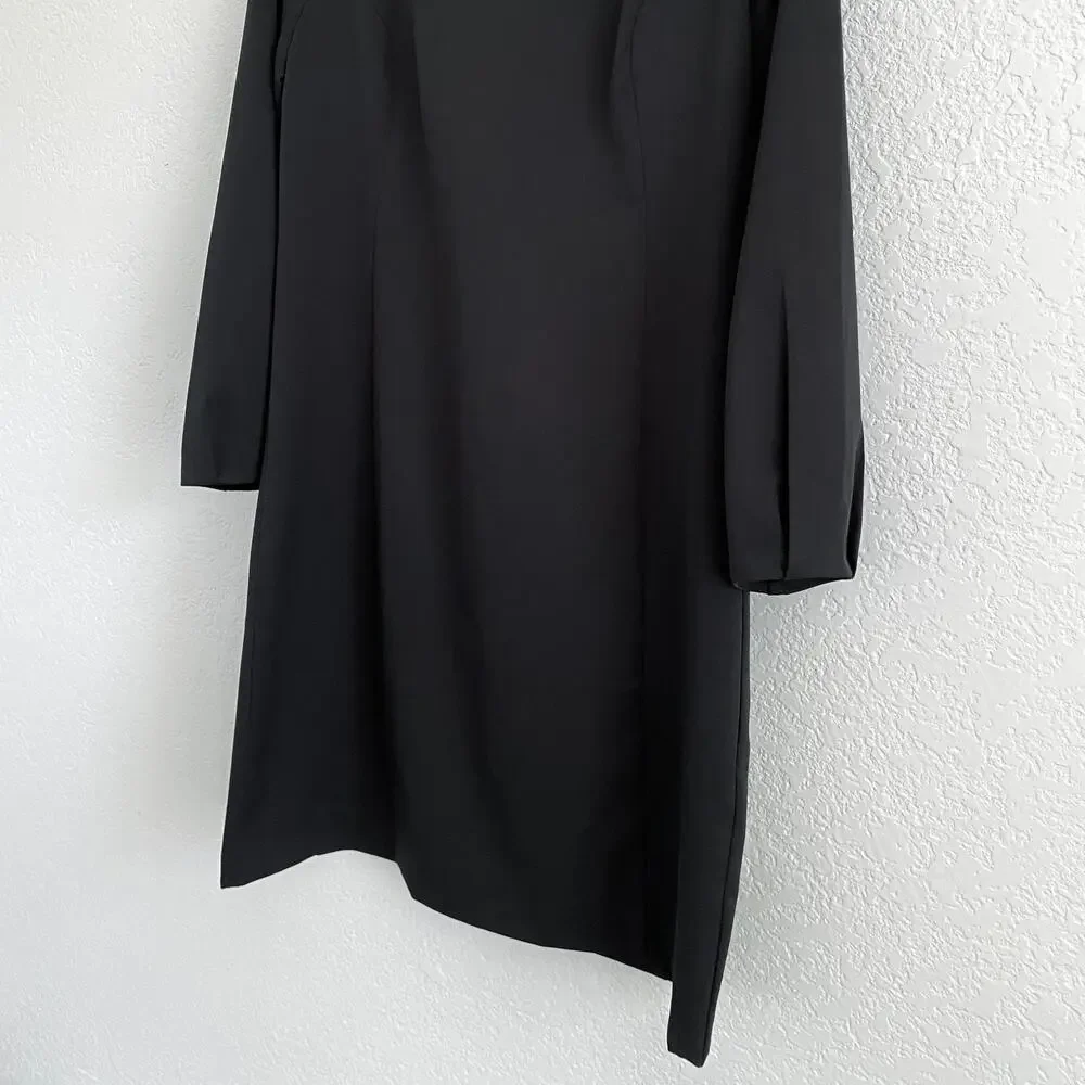 NWT Banana Republic Black Shift Mini Dress 3/4 Sleeves Pleated Cuff Size‎ 6